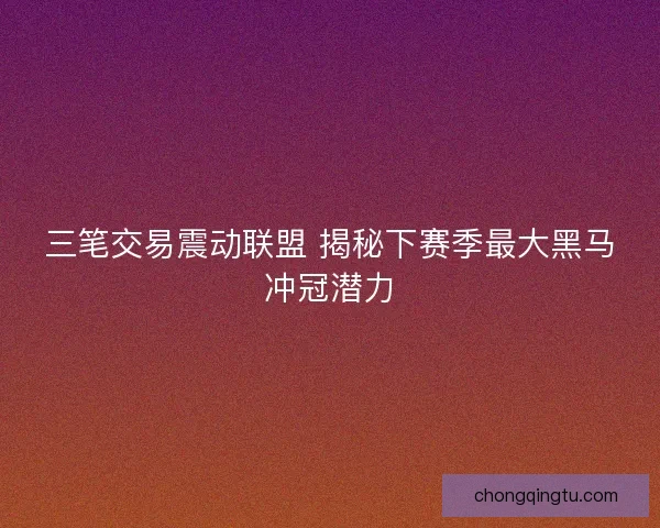 三笔交易震动联盟 揭秘下赛季最大黑马冲冠潜力
