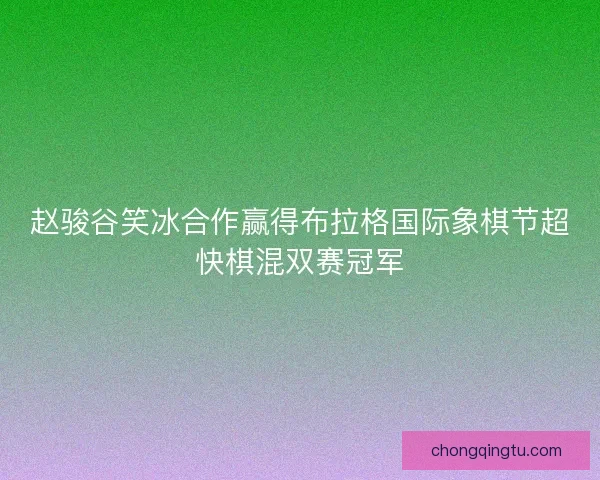 赵骏谷笑冰合作赢得布拉格国际象棋节超快棋混双赛冠军