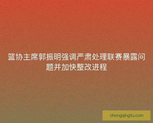 篮协主席郭振明强调严肃处理联赛暴露问题并加快整改进程